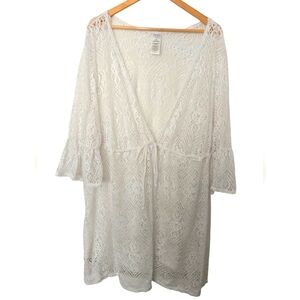 Time & Try White Lace Swimsuit Cover Size 24/26